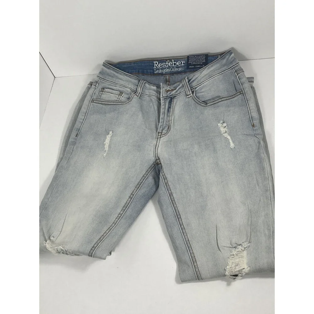 Resfeber LA Collection Women's Boyfriend Jeans Size 4 Distressed Mid Rise NWT